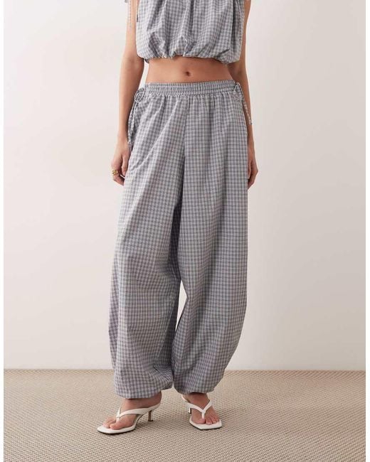 Ghospell Gray Elastic Waist Tie Side Detail Balloon Pants