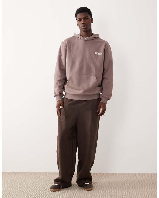 ASOS Brown Relaxed Fit Hoodie With Chest Print for men
