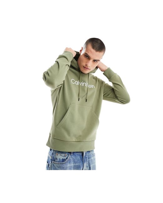 Sudadera verde cómoda con capucha y logo hero Calvin Klein de hombre de color Green