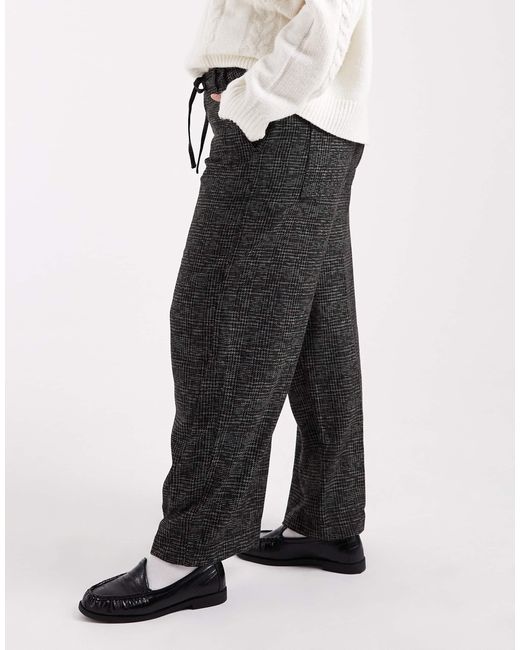 ASOS Black Curve Barrel Leg Trousers With Seam Detail