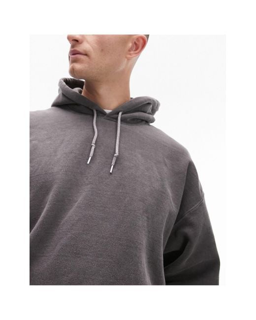 TOPMAN Vintage Wash Oversized Hoodie in Gray for Men Lyst
