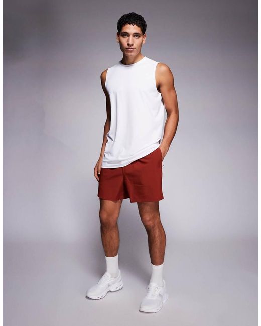 4505 Red Icon 5 Inch Quick Dry Training Shorts With Zip Pockets for men