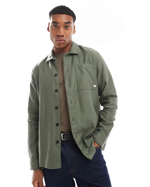 Farah Green Carrigan Textured Overshirt for men