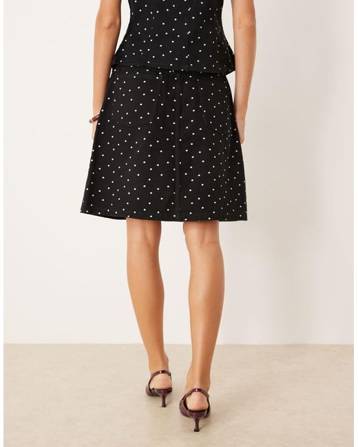 Gonna Di Jeans Con Stampa A Pois di ASOS in Black