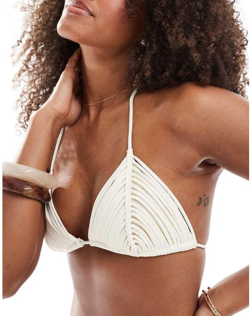 Lindex Brown Elle Braided Triangle Bikini Top