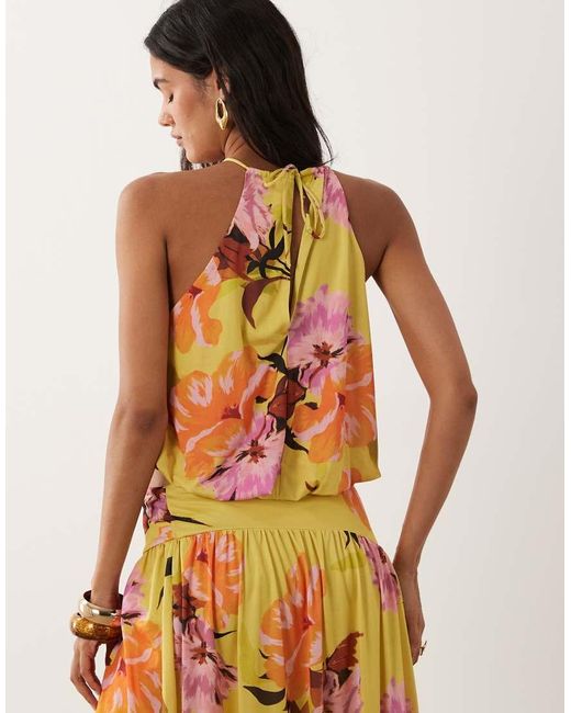 ASOS Multicolor Co-ord Halter Bubble Hem Top