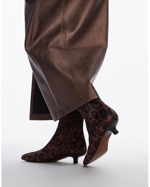 TOPSHOP Black Nellie Mid Heel Pointed Toe Ankle Boots