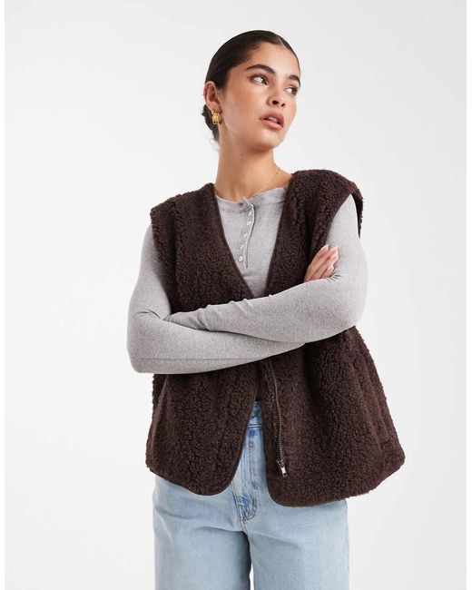 Object Blue Teddy Fleece Sleeveless Jacket