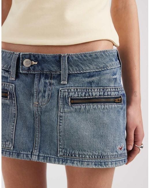 Hollister Blue Micro Mini Denim Skort