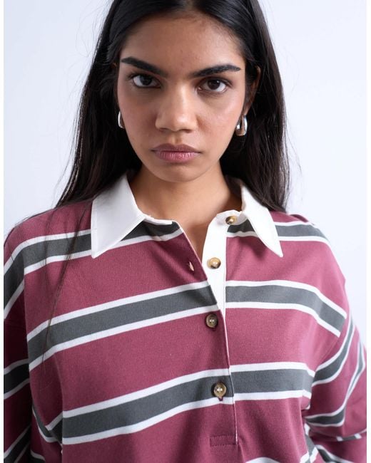 TOPSHOP Multicolor – langärmliges rugby-polohemd aus jersey