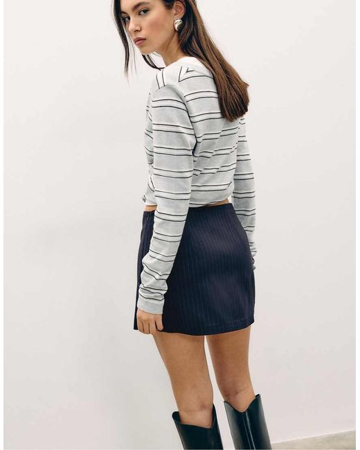 Stradivarius Blue Skort With Side Split