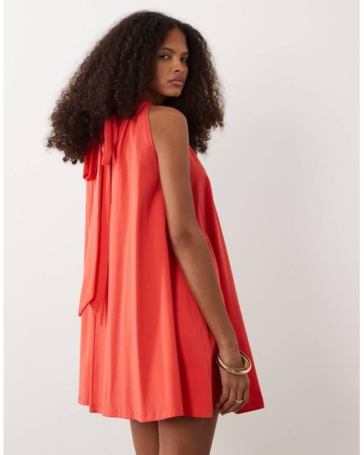 ASOS Red Tie Back Detail Mini Dress