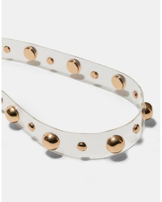 Stradivarius White Transparent Belt With Round Studs