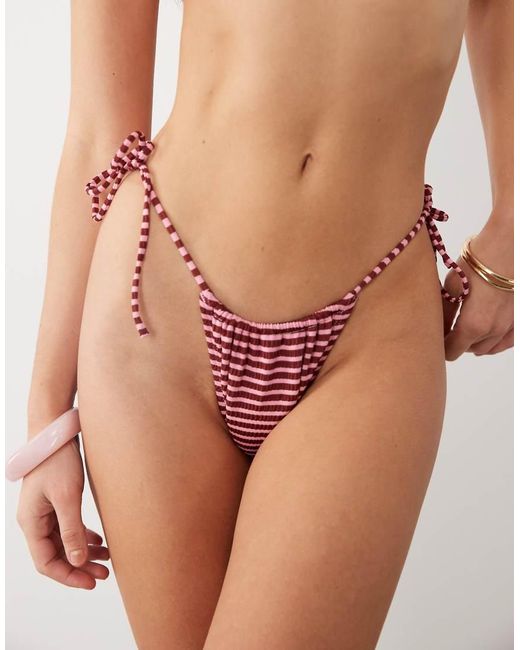 ASOS Red Violet Tie Side Bikini Bottom