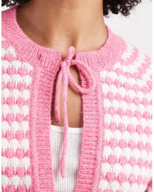 Threadbare Pink Tie Front Knitted Cardigan