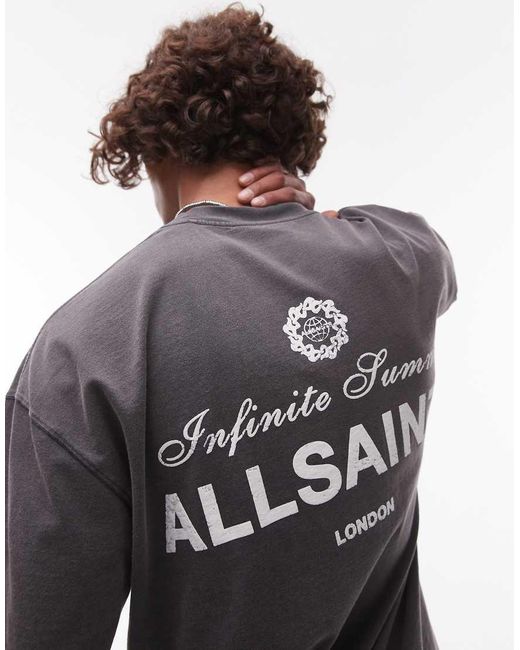 AllSaints Gray Soleil T-Shirt for men