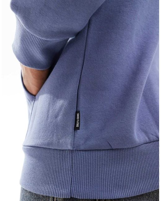 Sudadera Azul Lavado Extragrande Con Capucha De Only & Sons de hombre de color Blue
