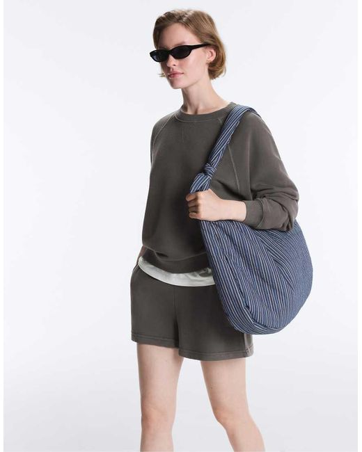 Oysho Gray Cotton Round Neck Sweatshirt
