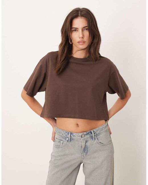 JJXX Oversized Cropped T-Shirt in het Brown