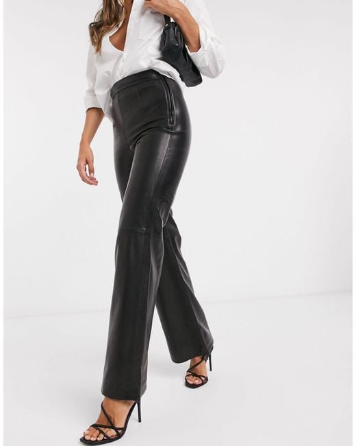 & Other Stories Black Leather Flared Trousers