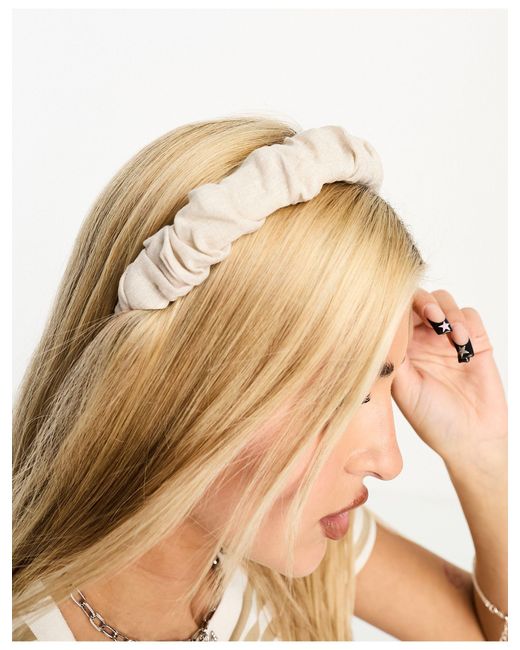 & Other Stories Natural Rouched Linen Headband