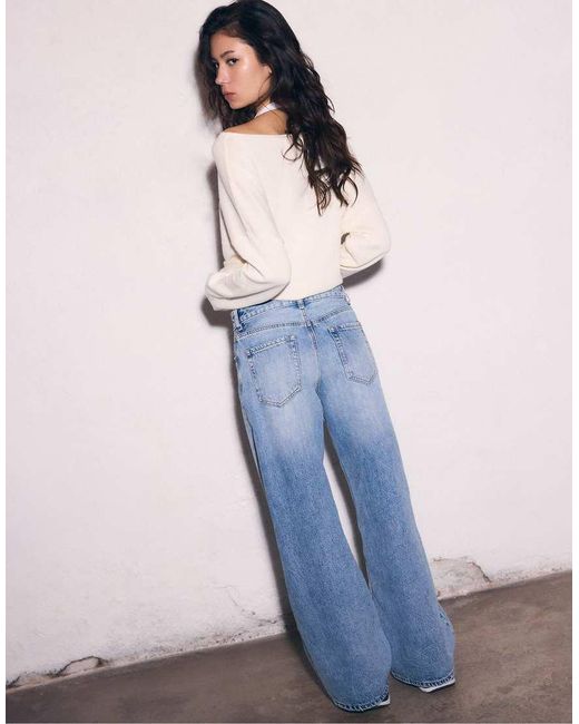 Stradivarius Blue Wide-Leg Jeans