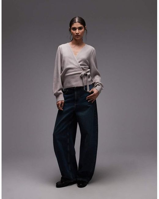 & Other Stories Gray Pure Wool Wrap Cardigan