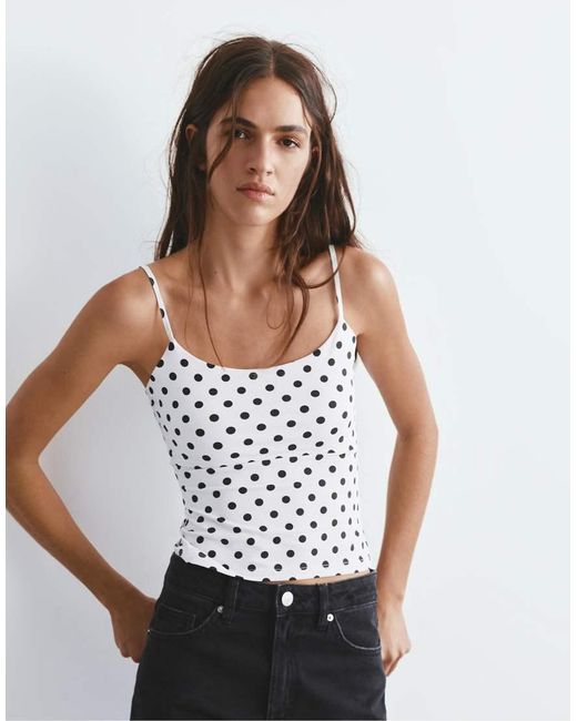 Pull&Bear White Adjustable Thin Strap Top
