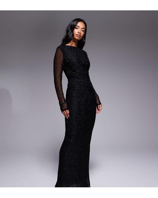 Jaded Rose Petite Black Hotfix Slinky Maxi Dress With Knot Detail