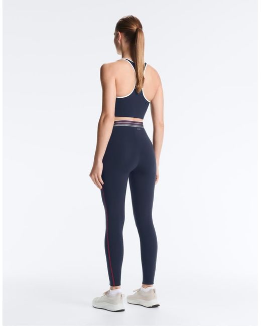 Oysho Blue High-Rise Compressive Core Control 65 Cm Ankle-Length Leggings