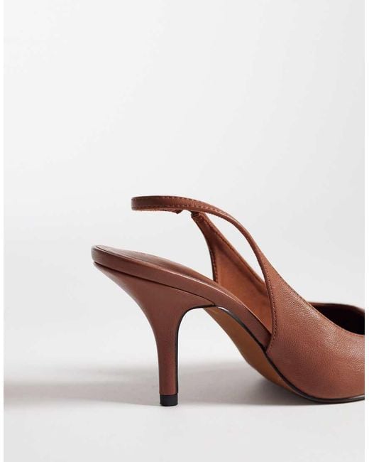 ASOS Brown Sylvie Two Tone Slingback Mid Heel Shoes