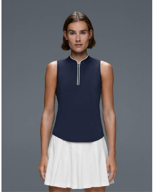 Oysho Gray Sleeveless Half-zip T-shirt
