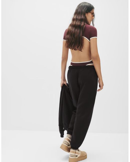 Pull&Bear Black Seam Detail Tracksuit Bottoms