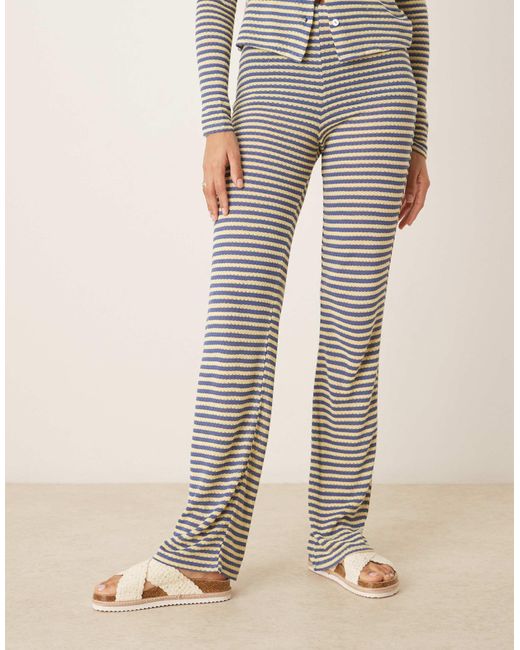 Pantalon large d'ensemble en maille à rayures - bleu et jaune ASOS en coloris Natural