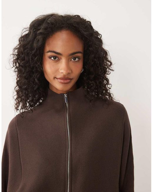Gina Tricot Natural Knitted Zip Jacket