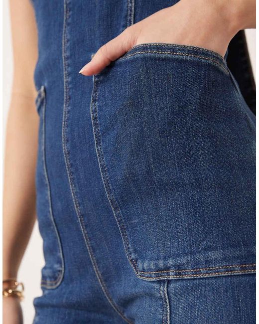 Free People Blue Suns Out Bootcut Jumpsuit