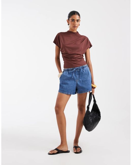ASOS Red Twist Shoulder Drapey Top