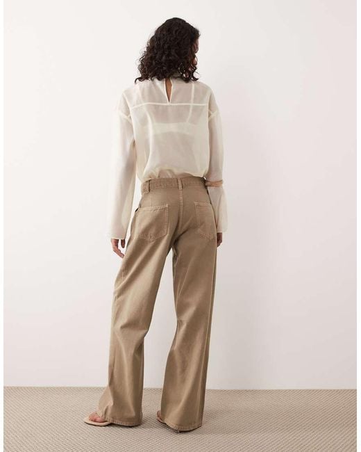 ASOS Natural Cargo Pants With Knee Seams