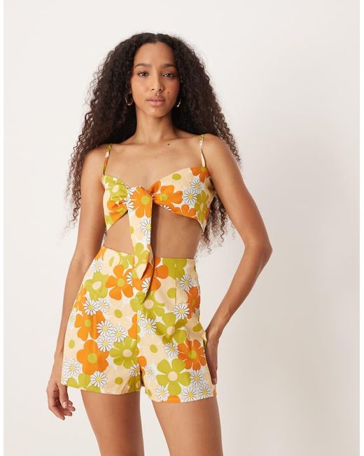 Collective The Label Multicolor Tie Front Strappy Crop Top