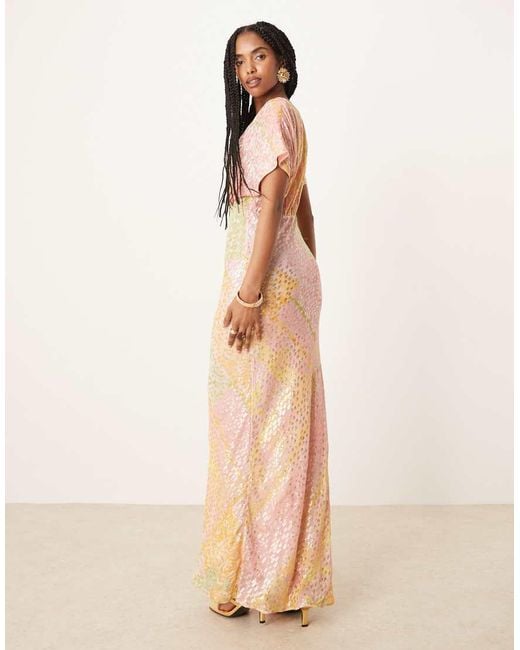 Never Fully Dressed Natural Metallic Boho Maxi Dress