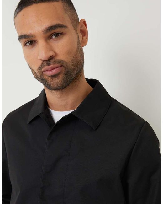 Threadbare Black Showerproof Longline Tailored Mac for men