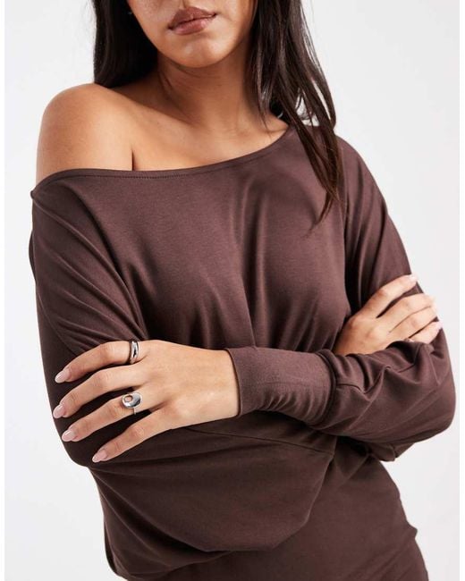 ASOS Red Fallen Shoulder Slouchy Batwing Mini Dress