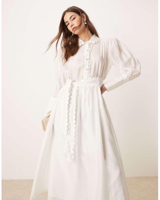 Sister Jane Natural Embellished Button Midi Shirt Dress