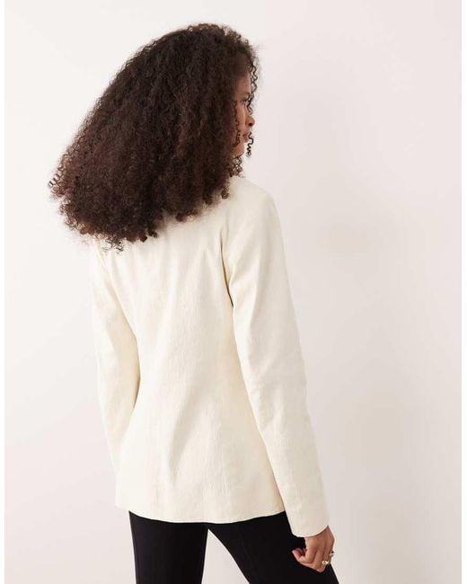 ARKET Natural Linen Look Collarless Blazer