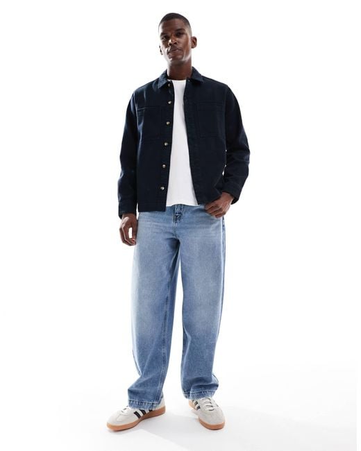 ASOS Blue Cotton Overshirt for men