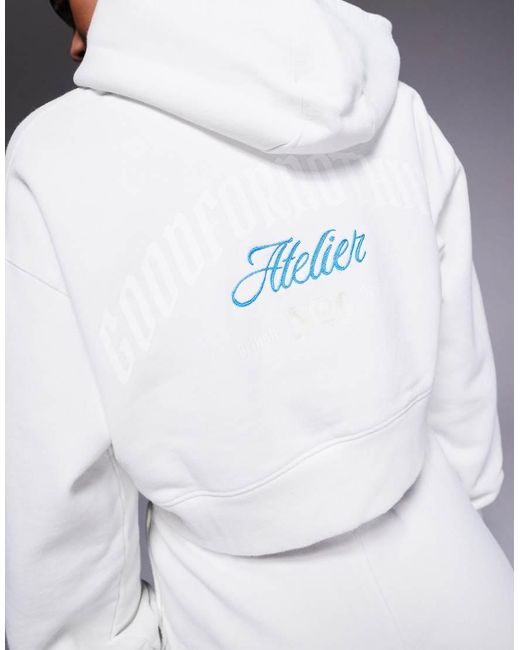 Good For Nothing Gray Embroidered Relaxed Fit Zip Through Hoodie