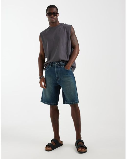 Hollister Blue baggy Denim Shorts for men