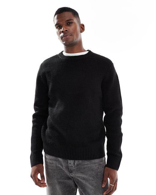 Pull en maille gaufrée Jack & Jones pour homme en coloris Black