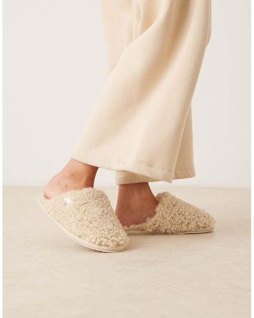 Calvin Klein Natural Teddy Faux Fur Slippers