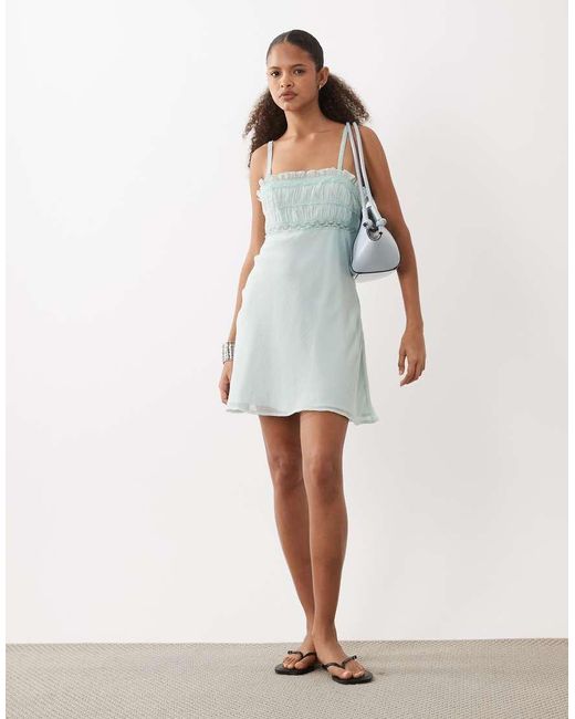 ASOS White Cami Mini Dress With Lace Trim